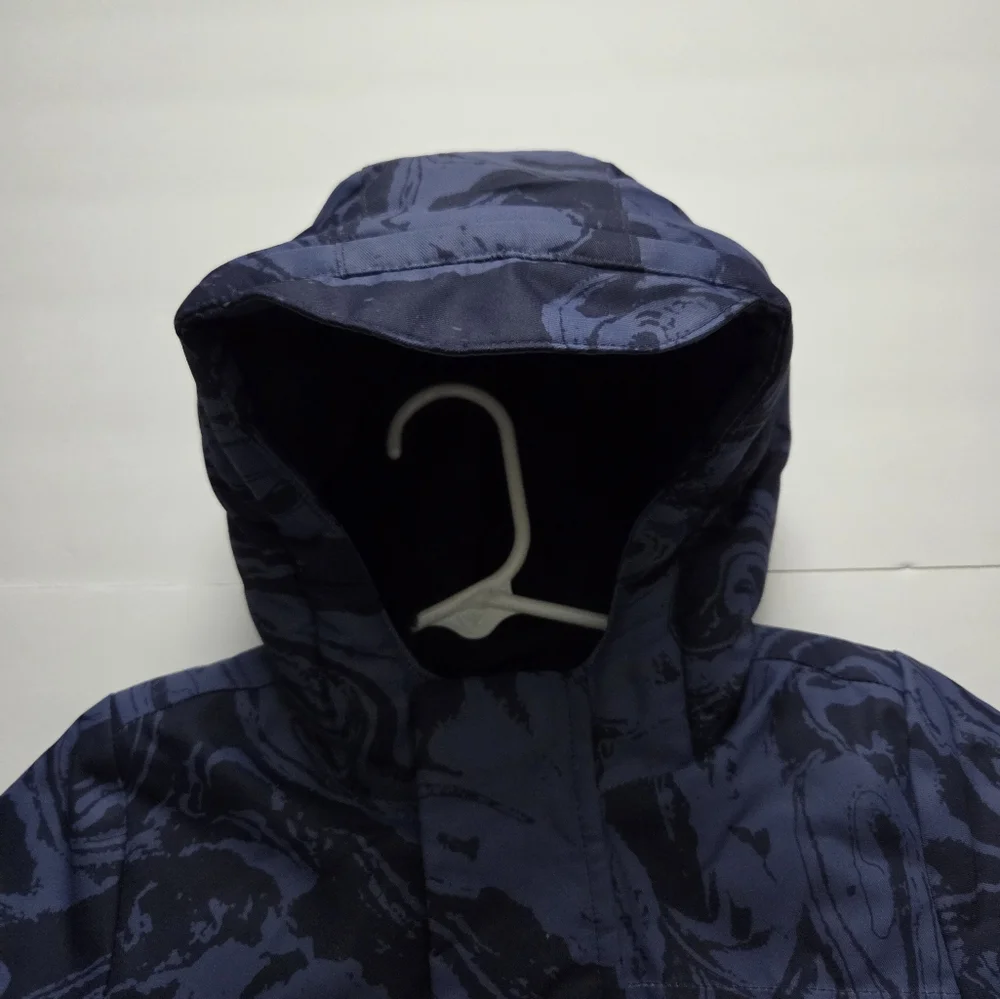 ​Cat & Jack Toddler Boy Blue Marble Winter Puffer Jacket Hooded Fleece Lined 18M